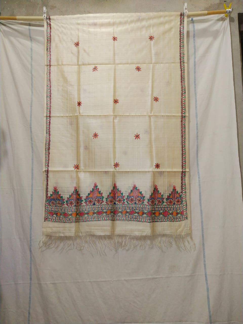 Tussar silk hand kalamkari paint dupatta SILK ZONE