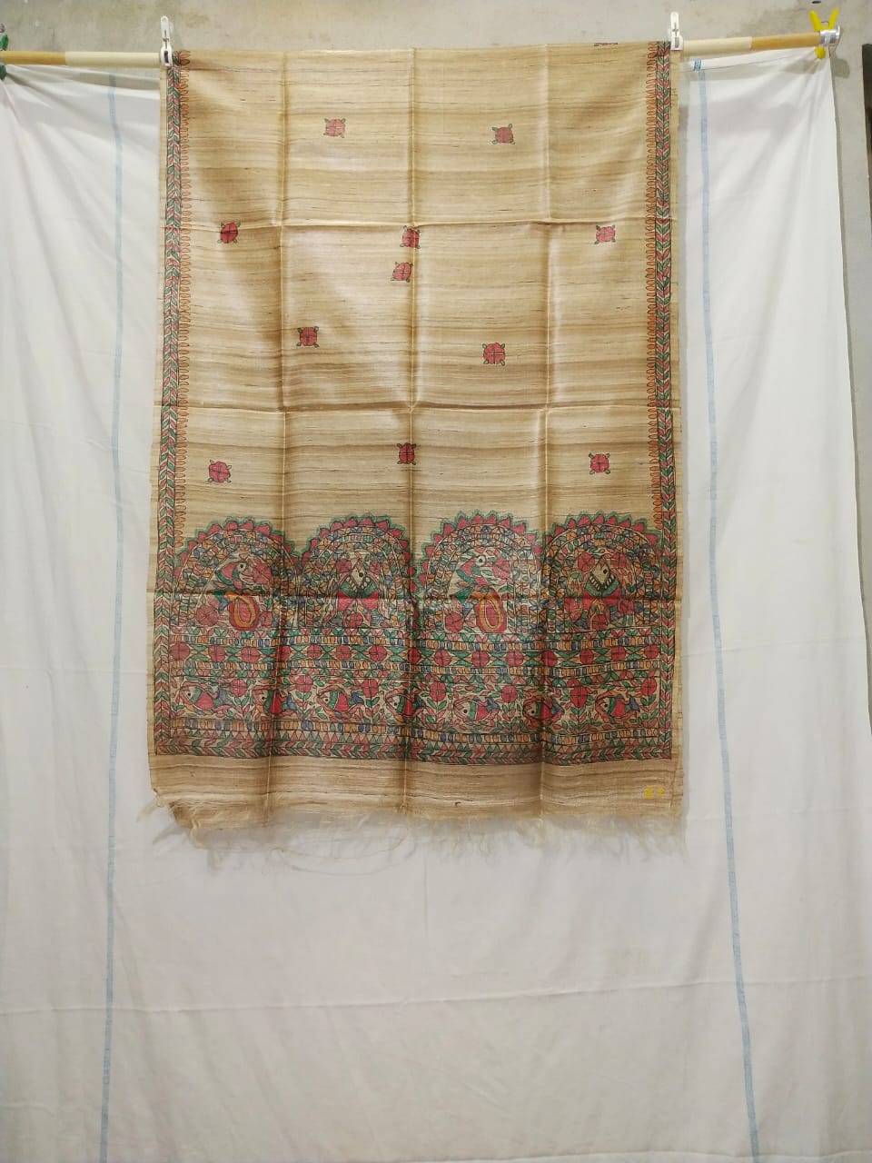 Tussar silk hand kalamkari paint dupatta SILK ZONE