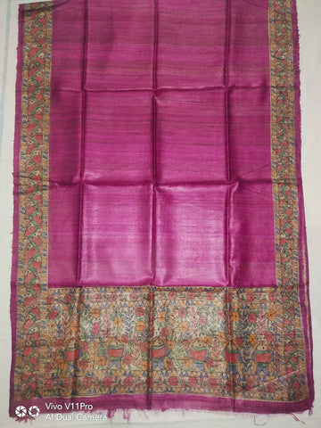 Tussar silk hand kalamkari paint dupatta SILK ZONE