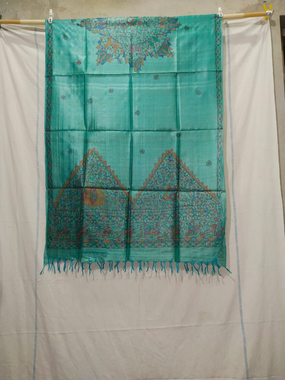 Tussar silk hand kalamkari paint dupatta SILK ZONE