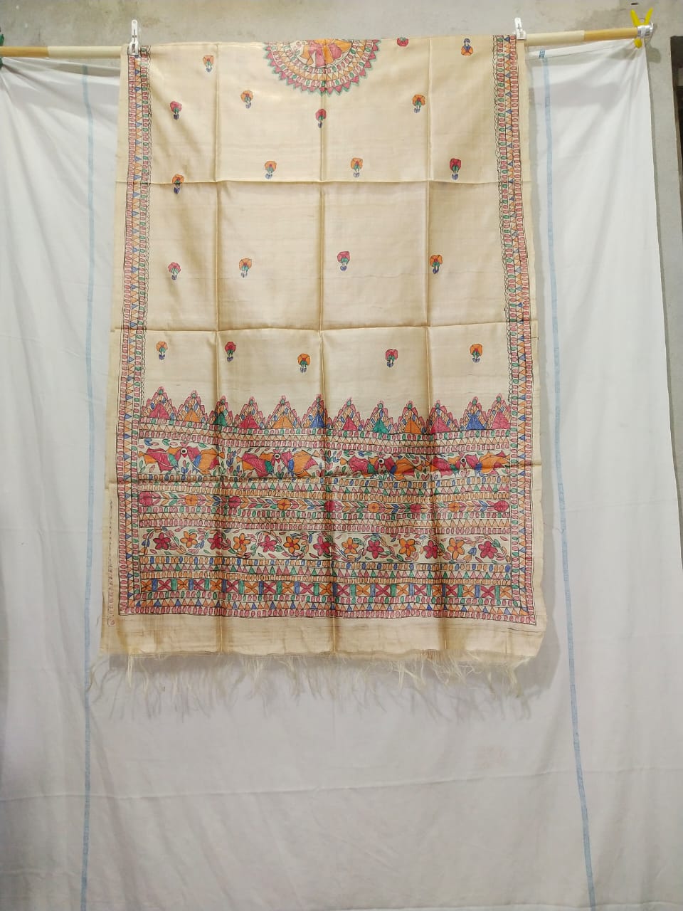 Tussar silk hand kalamkari dupatta SILK ZONE