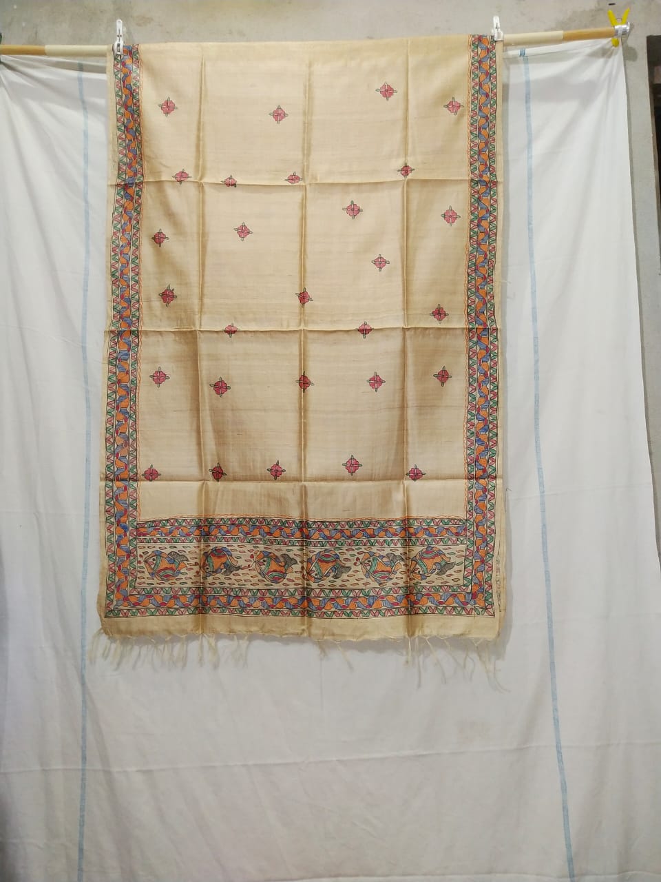 Tussar silk hand kalamkari dupatta SILK ZONE