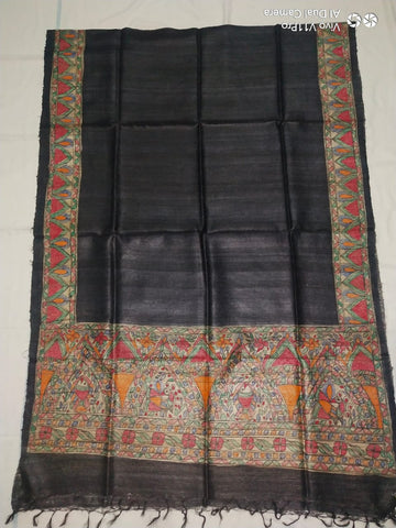 Tussar silk hand kalamkari paint dupatta SILK ZONE