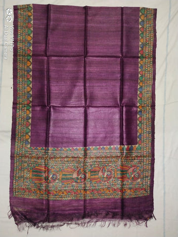 Tussar silk hand kalamkari paint dupatta SILK ZONE