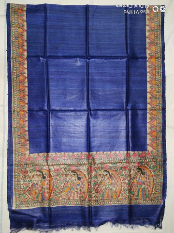 Tussar silk hand kalamkari paint dupatta SILK ZONE