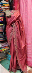 Pure tussar cutwork design embroidery silk saree SILK ZONE