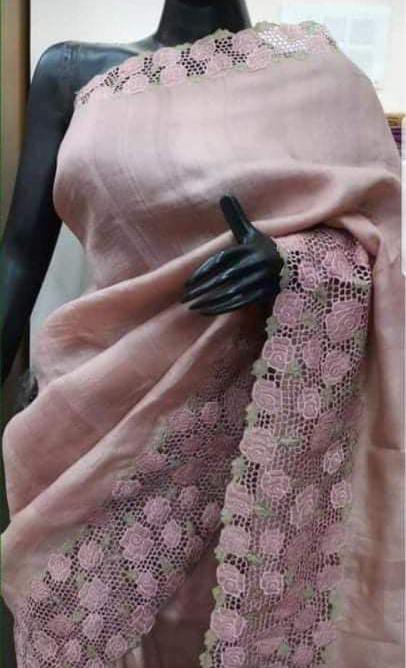 Pure Bhagalpuri Tussar Silk Saree With Beautiful Cutwork Saree BTS0023 - AB  Fabrics