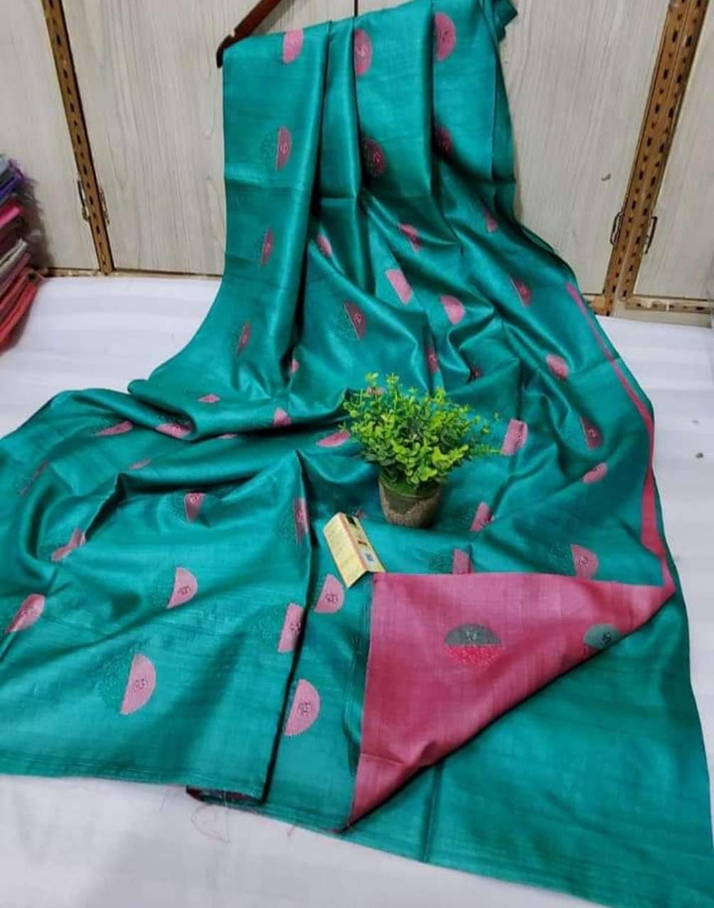 Pure tussar cutwork design embroidery silk saree SILK ZONe