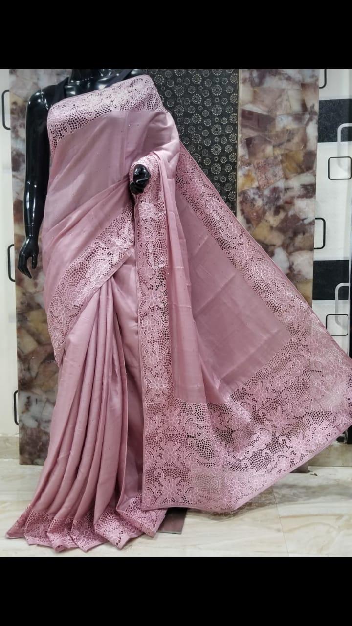 Pure tussar cutwork design embroidery silk 3 SILK ZONE