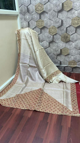 Pure tussar cutwork design silk saree SILK ZONE