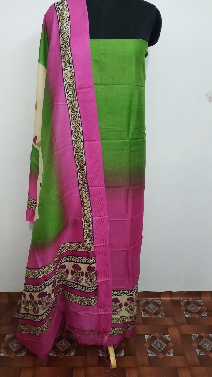 Semi-Tussar printed suit SILK ZONE