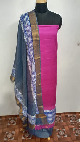 Semi-Tussar printed suit SILK ZONE