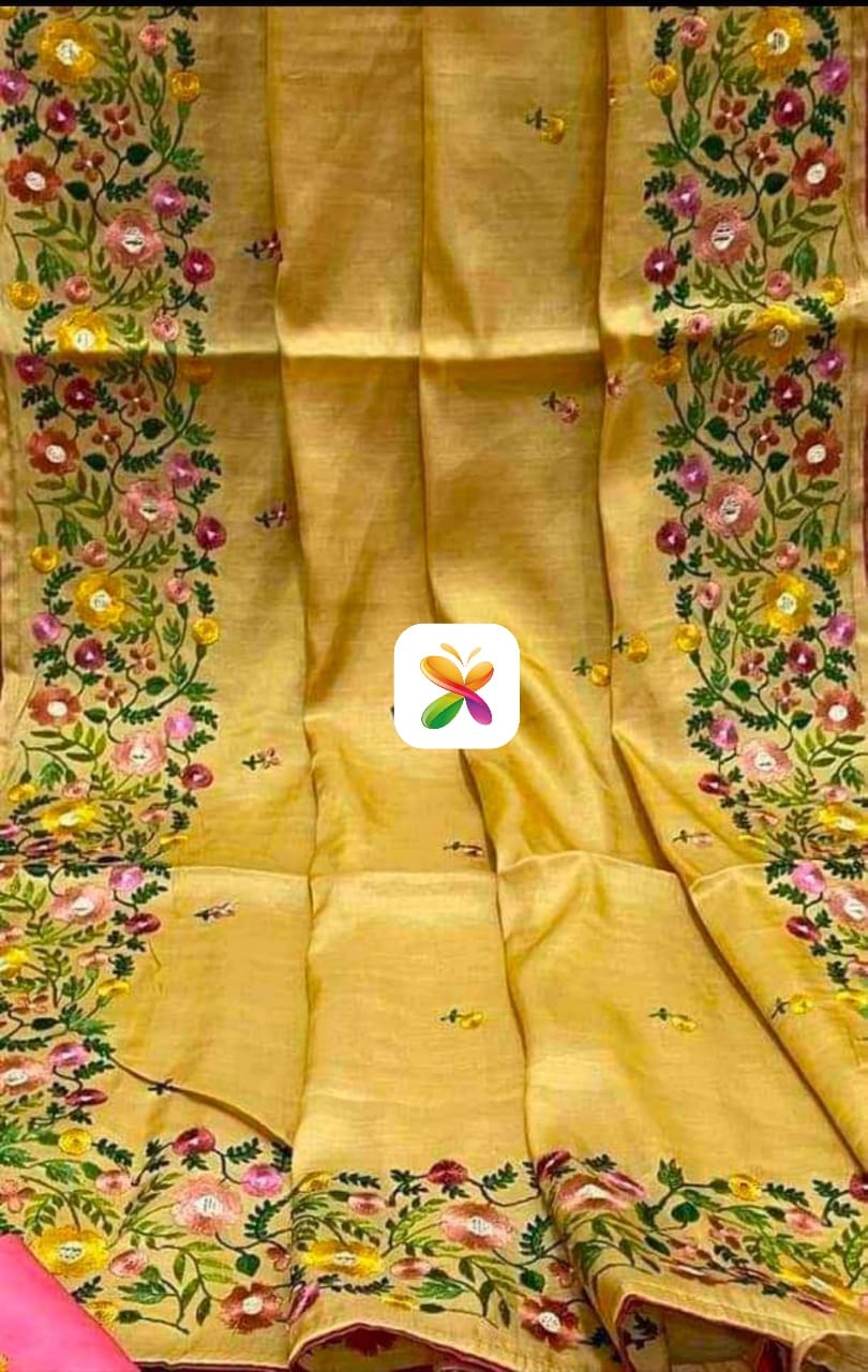 Pure Tussar Silk print saree