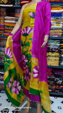 Tussar silk hand print suit SILK ZONE