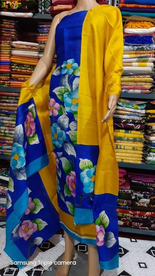 Tussar silk hand print suit silk ZONE