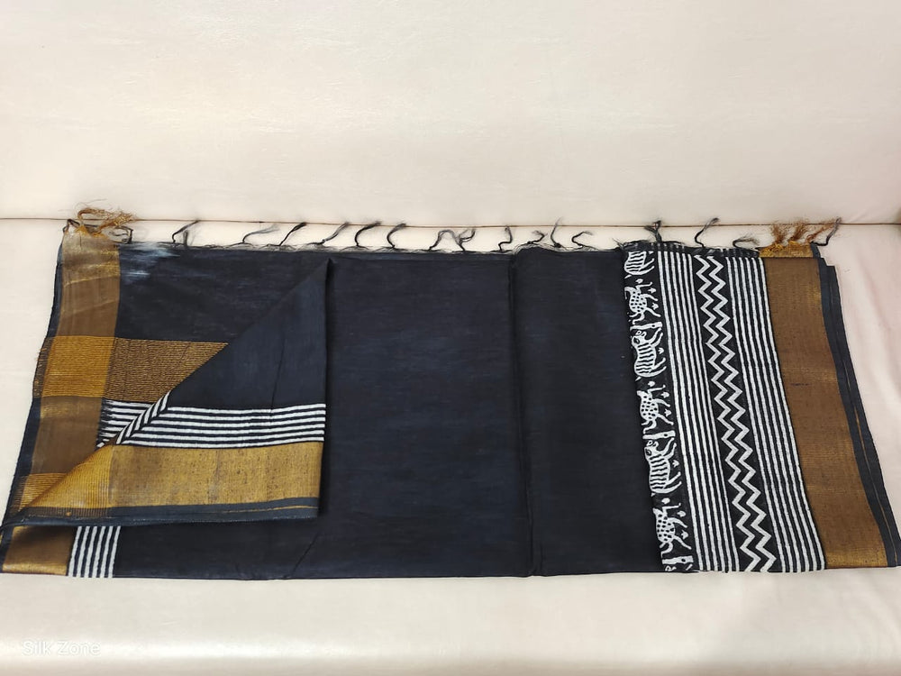 TUSSAR SILK PRINT SAREE