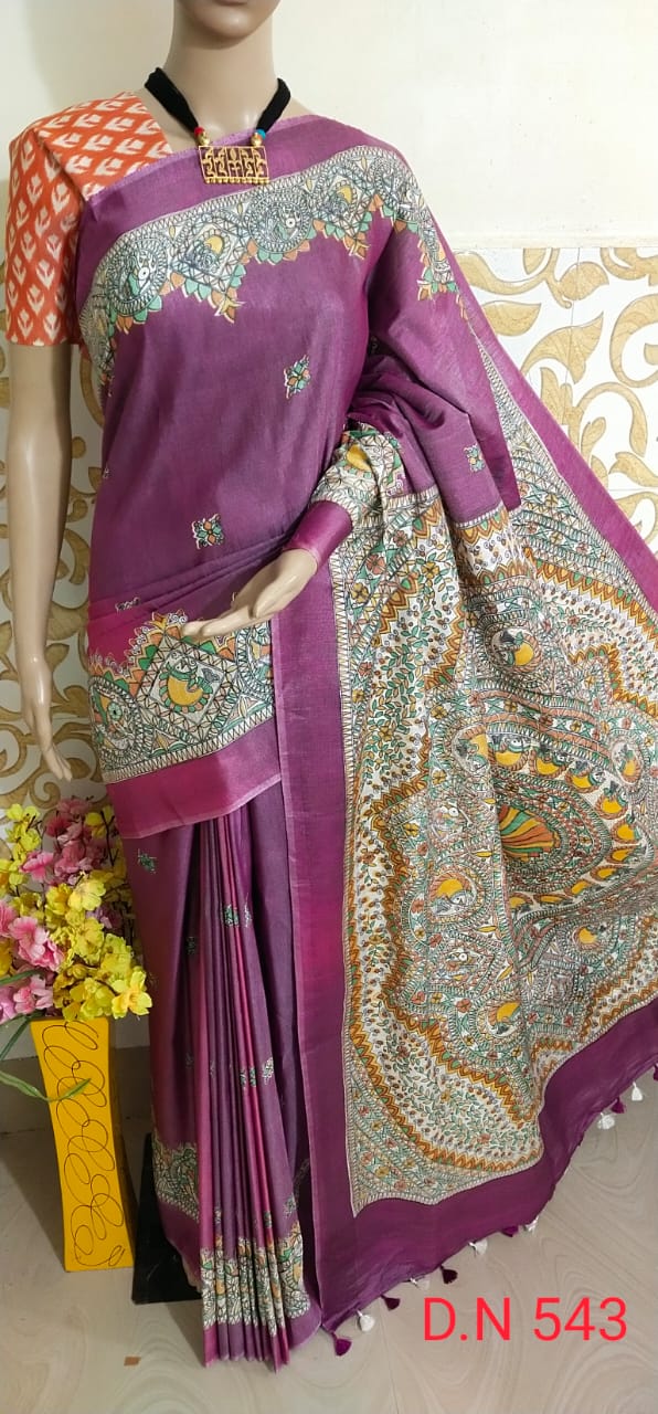 Katan silk madhubani print saree SILK ZON