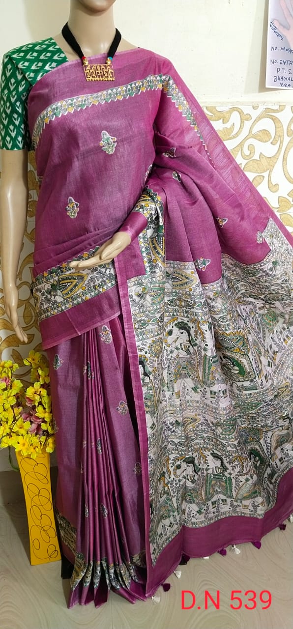 Katan silk madhubani print saree SILK ZONE