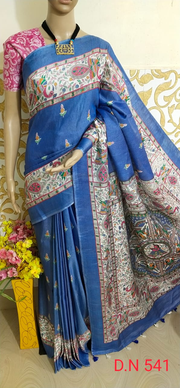 Katan silk madhubani print saree SILK ZON