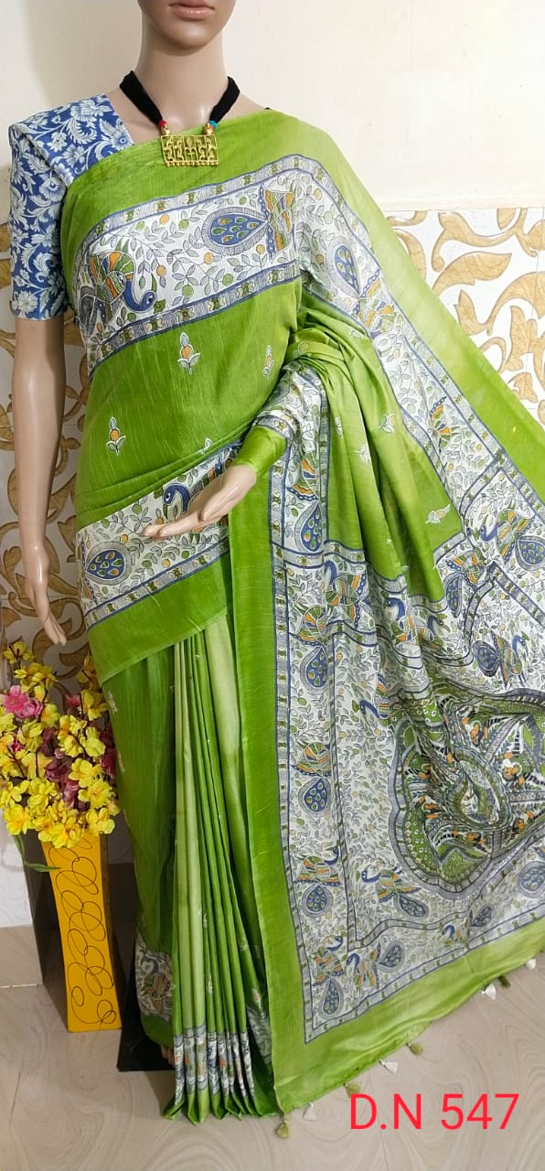 Katan silk madhubani print saree SILK ZON
