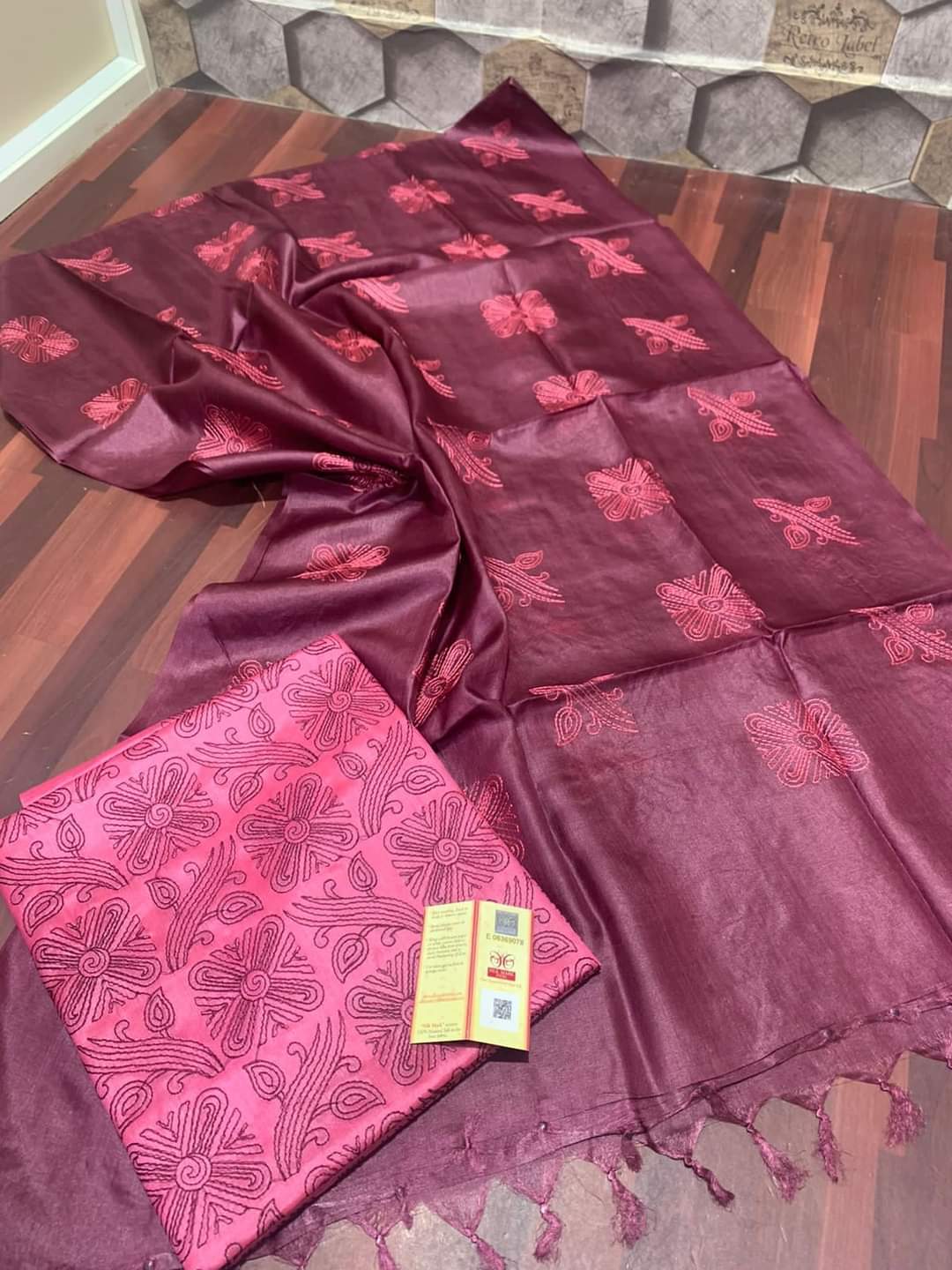 TUSSAR SILK EMBROIDERY SUIT SILK ZON