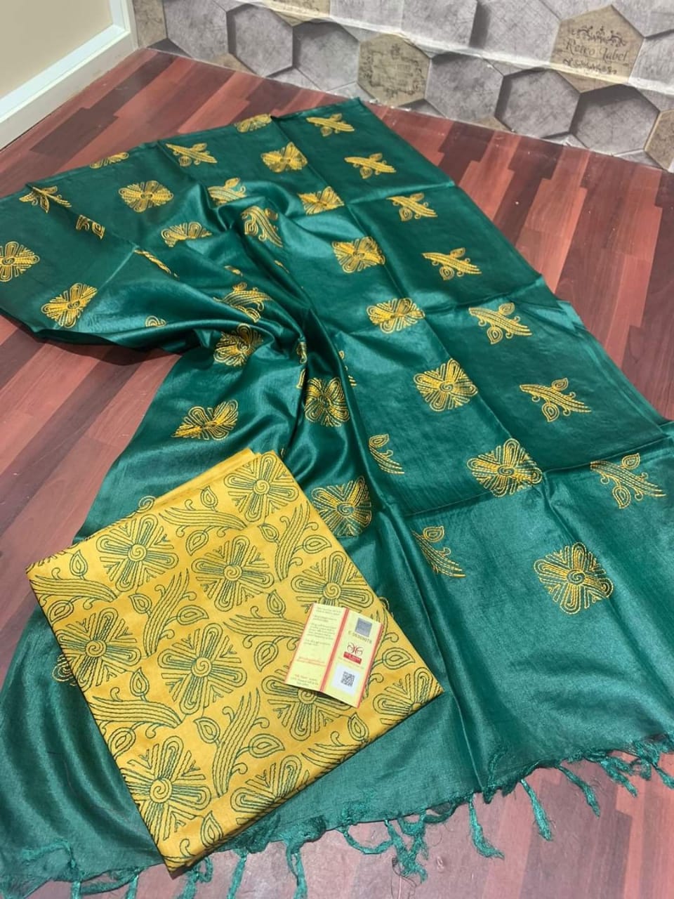 TUSSAR SILK EMBROIDERY SUIT SILK ZONE