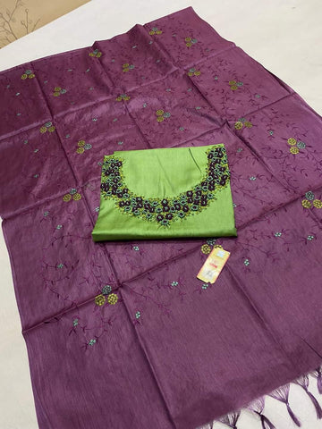 TUSSAR SILK EMBROIDERY SUIT SILK ZONE