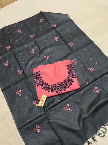 TUSSAR SILK EMBROIDERY SUIT SILK ZON