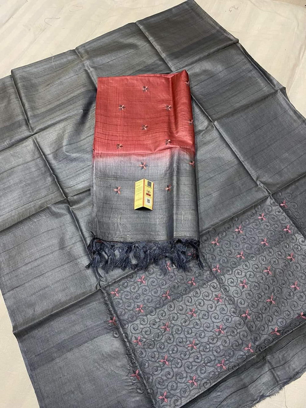 TUSSAR SILK EMBROIDERY SUIT SILK ZON