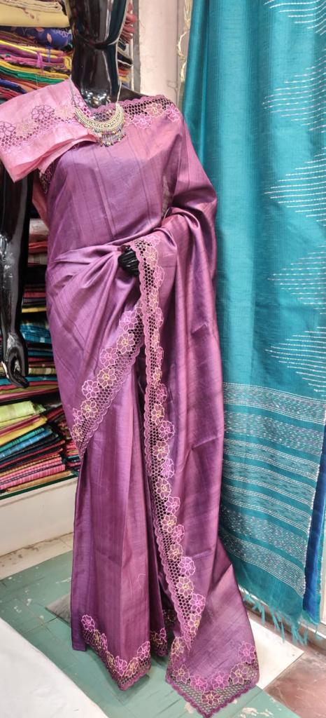 Pure Tussar Silk print saree