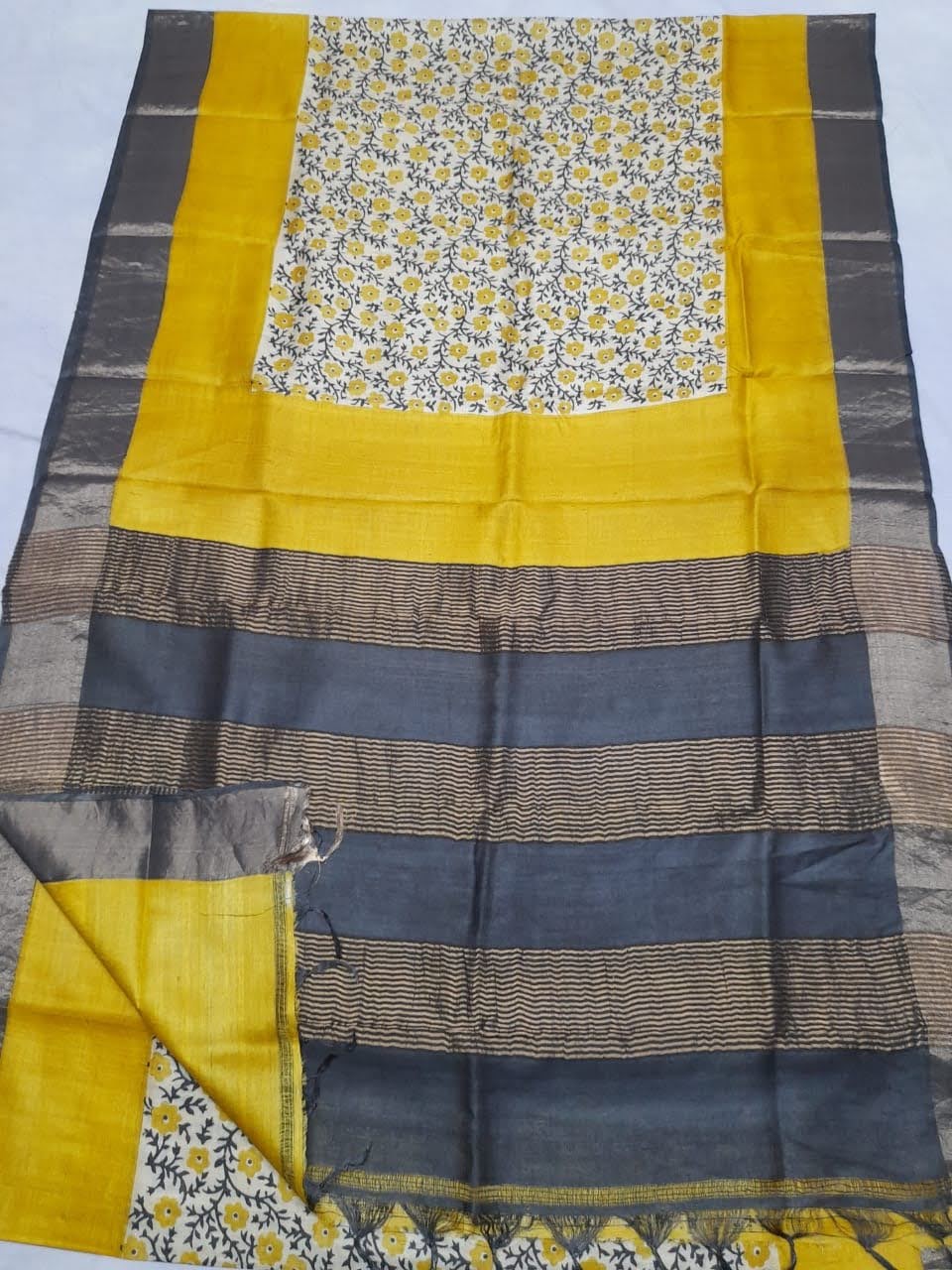 Pure Tussar Silk print saree