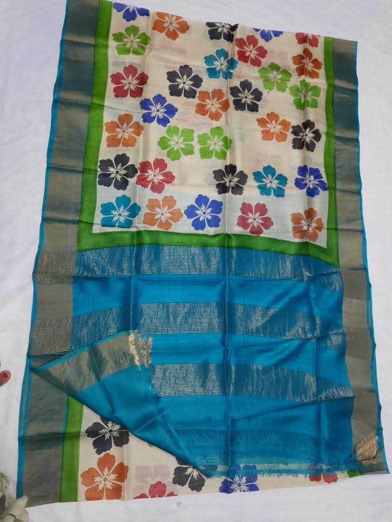 Pure Tussar Silk print saree