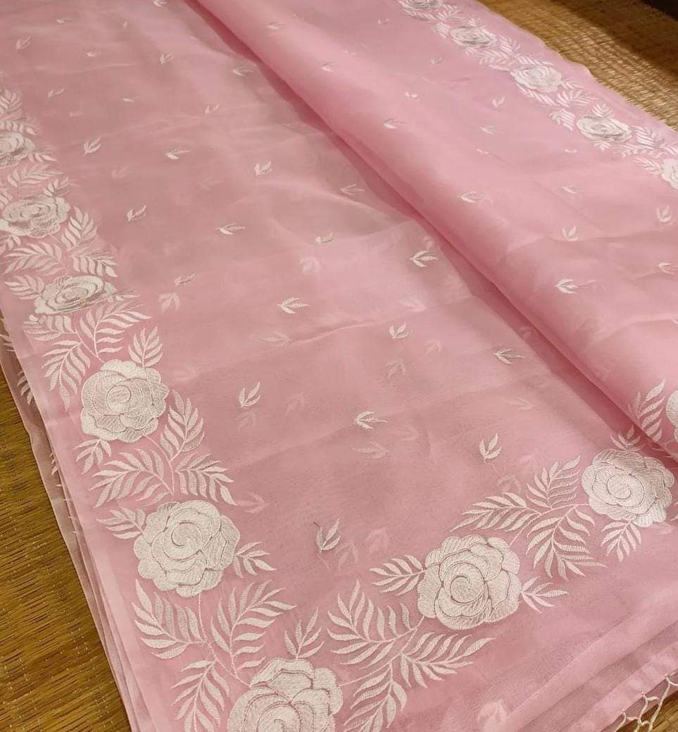 Organza Saree - Organza Embroidery Saree