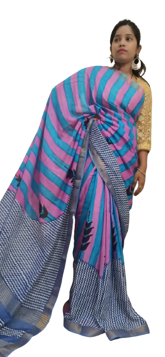 Modal Silk Saree - Modal Silk Hand Block Print Saree