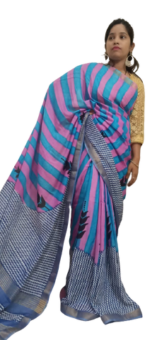 Modal Silk Saree - Modal Silk Hand Block Print Saree