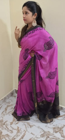 Modal Silk Hand Print Saree