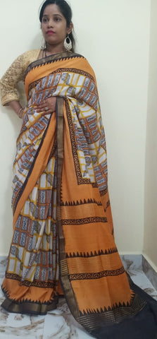 Modal Silk Hand Print Saree