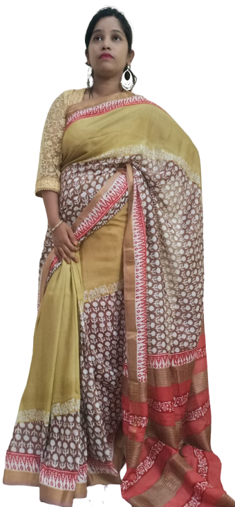 Pure Tussar Silk print saree