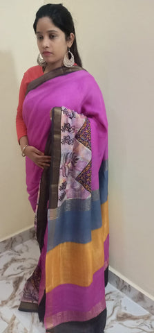 Modal Silk Hand Print Saree