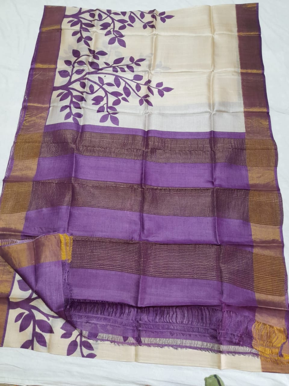 Pure Tussar Silk print saree