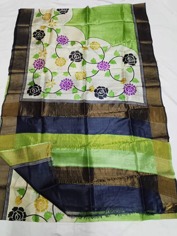 Pure Tussar Silk print saree