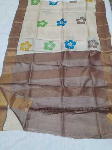 Pure Tussar Silk print saree