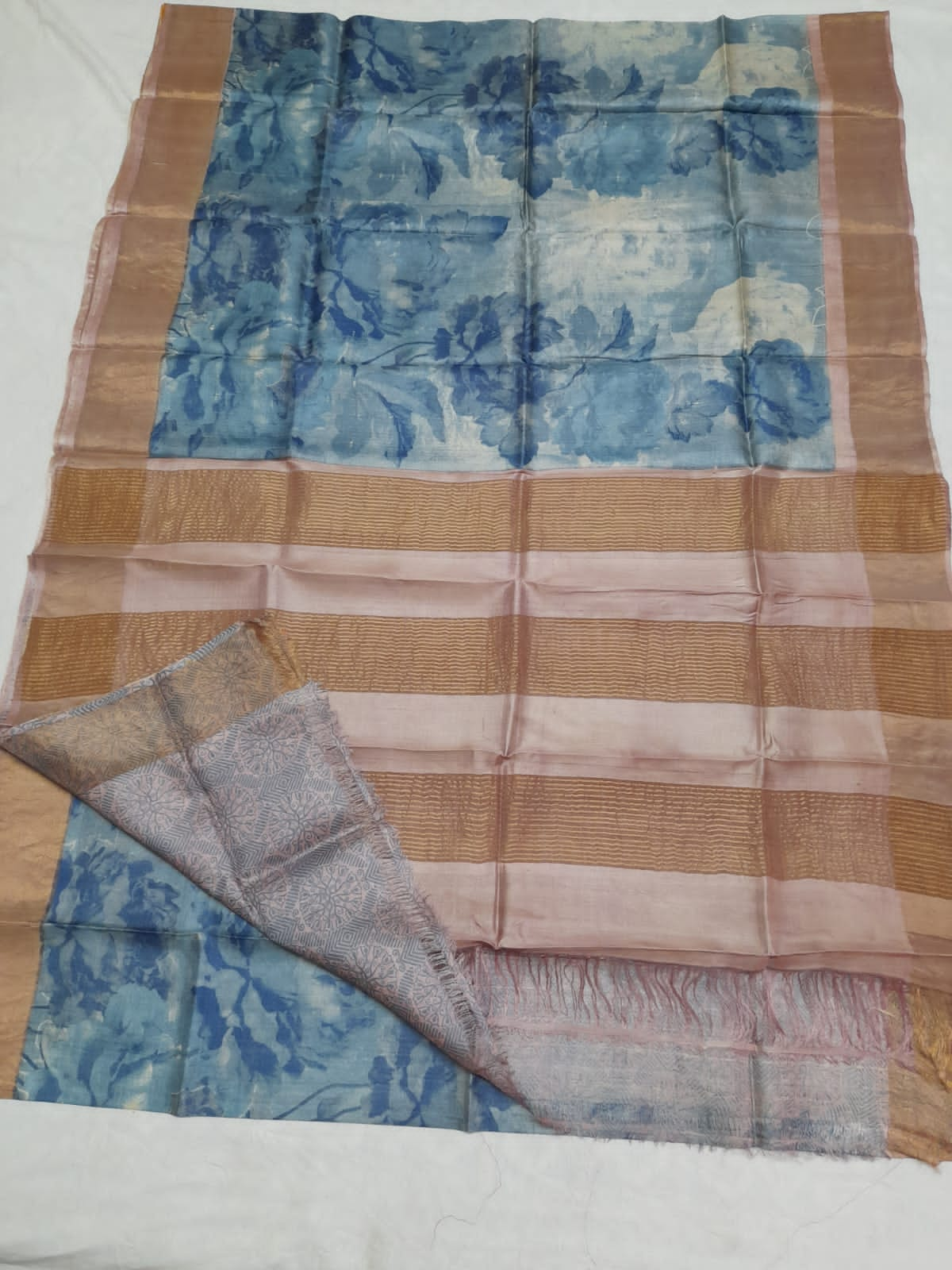 Pure Tussar Silk print saree