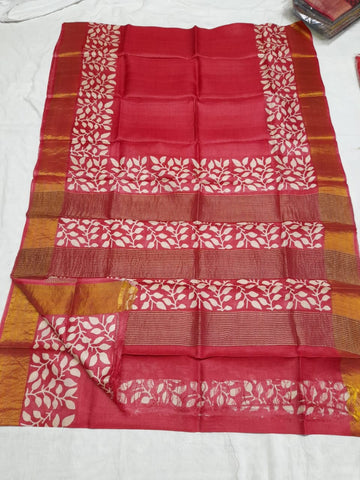 Pure Tussar Silk print saree