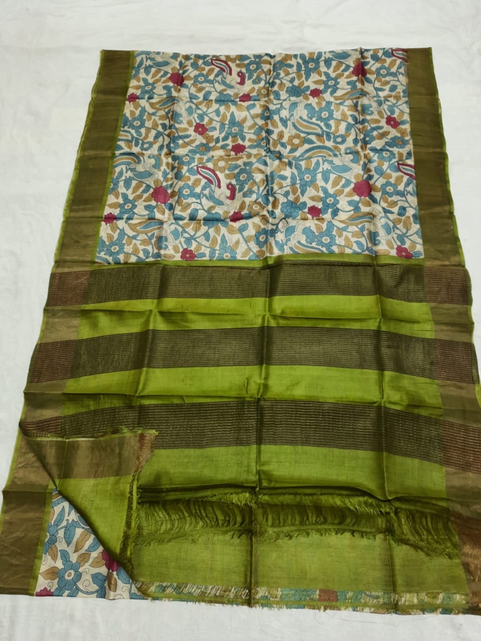 Pure Tussar Silk print saree