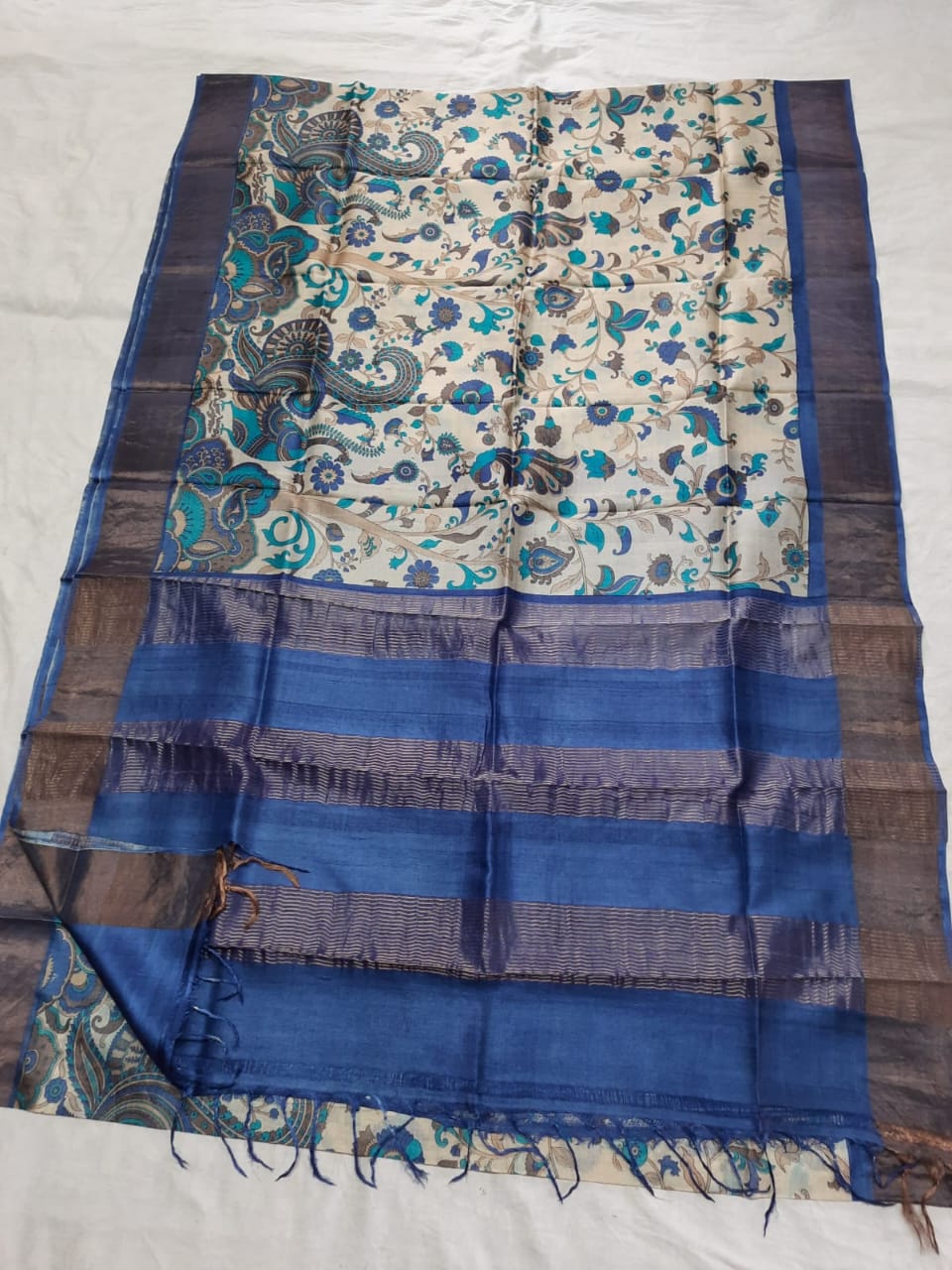 Pure Tussar Silk print saree