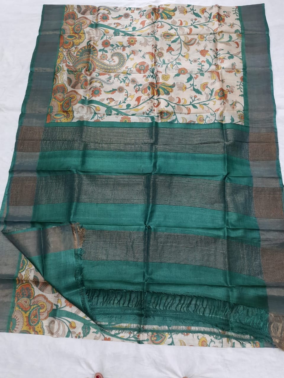 Pure Tussar Silk print saree