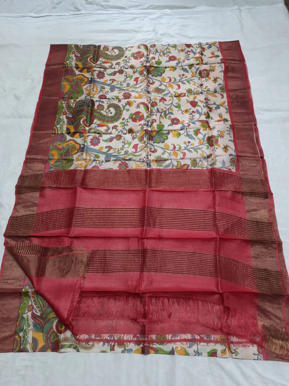 Pure Tussar Silk print saree