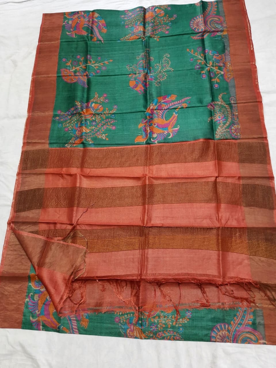 Pure Tussar Silk print saree