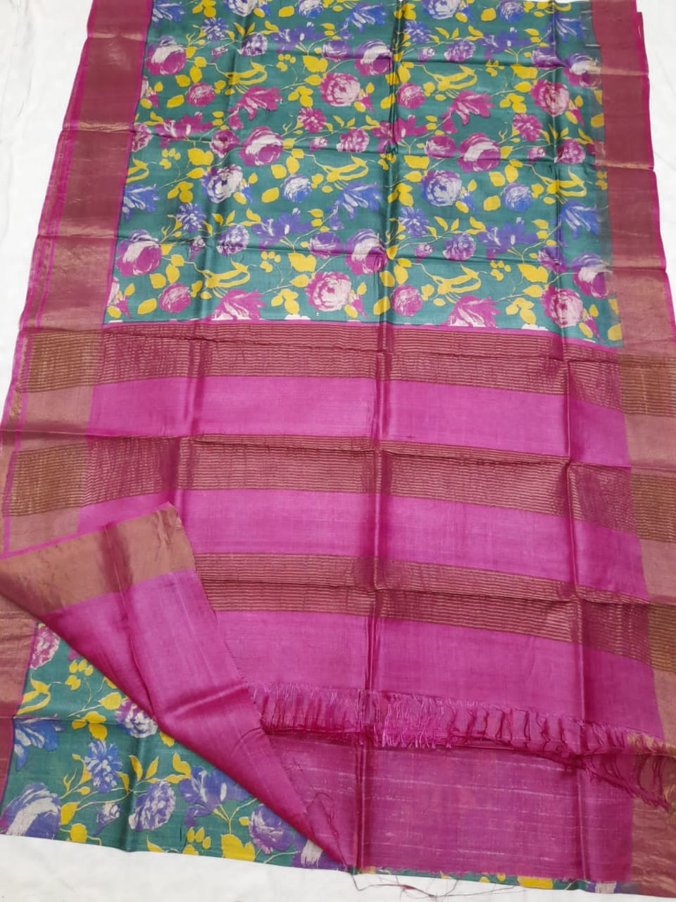 Pure Tussar Silk print saree